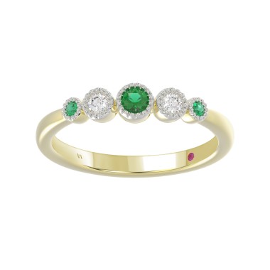 10K YELLOW GOLD 1/3CT ROUND DIAMOND LADIES RING (ROUND EMERALD DIAMOND 1/5CT)