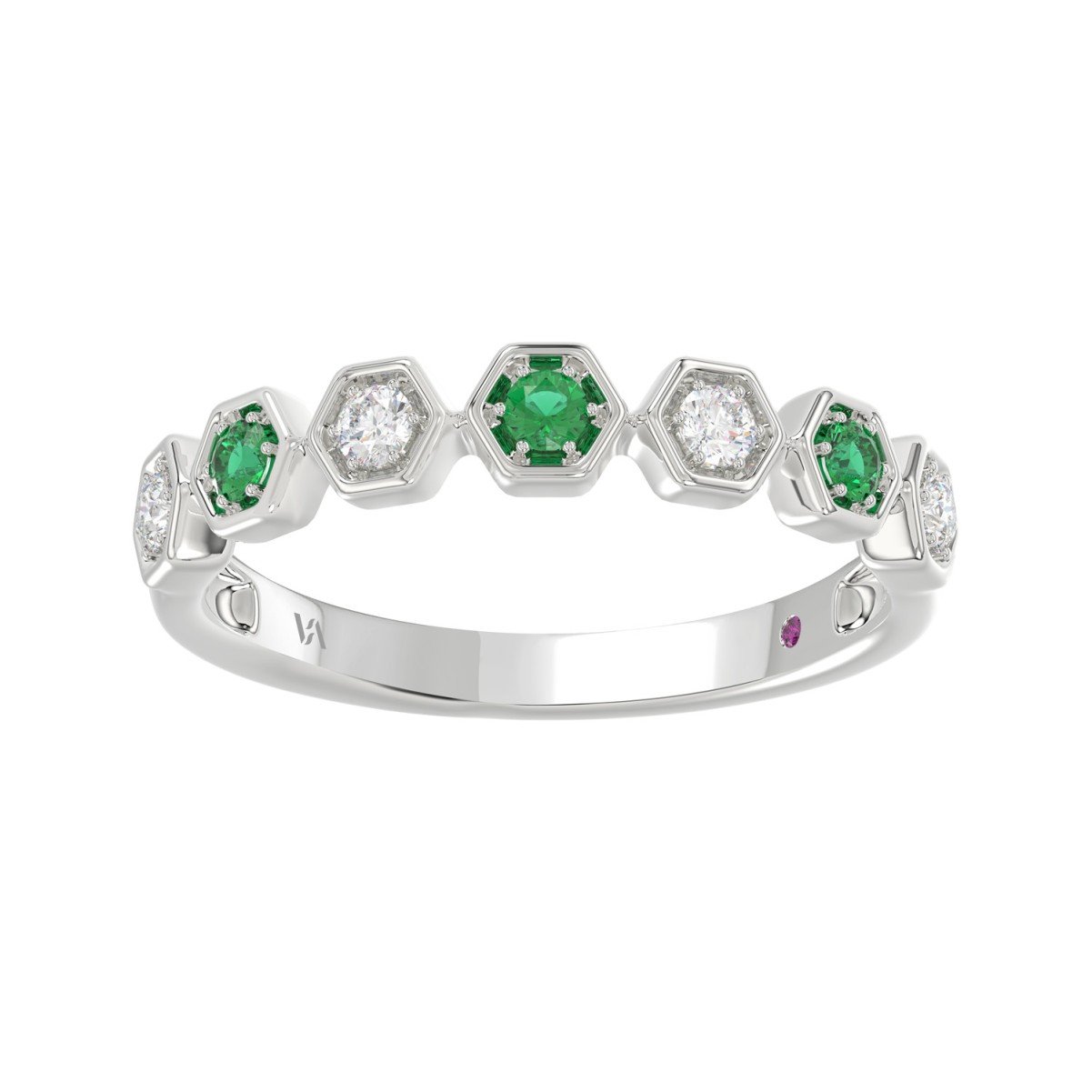 10K WHITE GOLD 1/4CT ROUND DIAMOND LADIES BAND (ROUND EMERALD DIAMOND 1 1/10CT) 10K WHITE GOLD 1/4CT ROUND DIAMOND LADIES BAND (ROUND EMERALD DIAMOND 1 1/10CT)