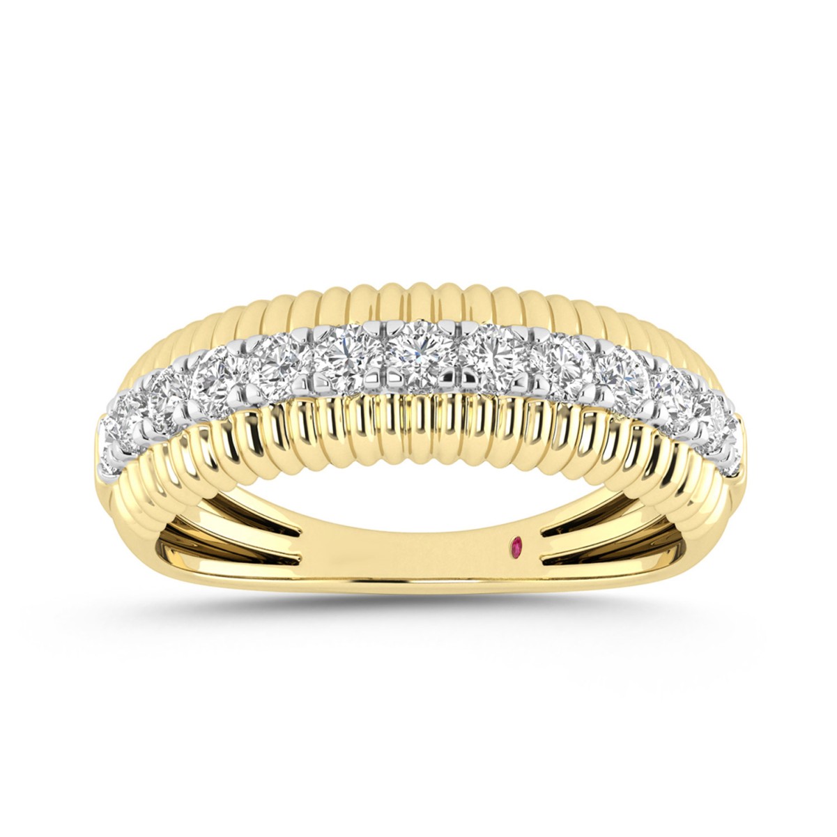 14K YELLOW GOLD 1/4CT ROUND DIAMOND LADIES BAND 