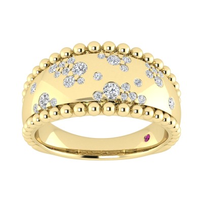 14K YELLOW GOLD 1/2CT ROUND DIAMOND LADIES RING 