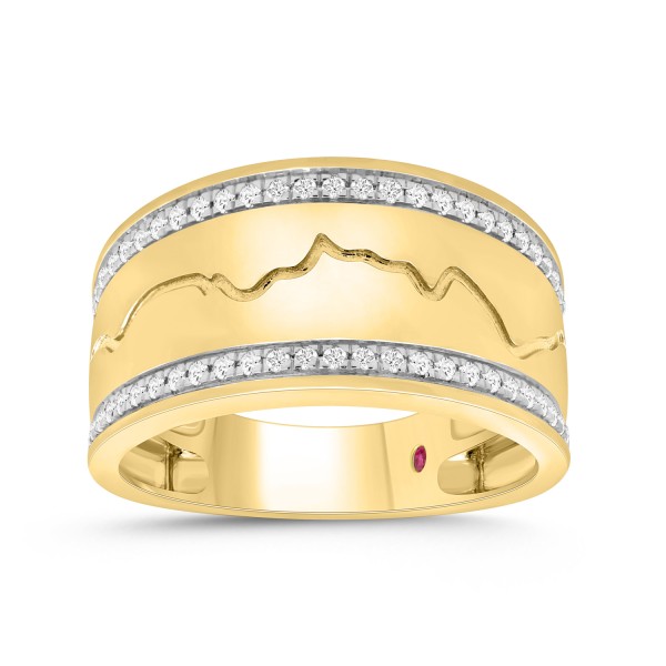 14K YELLOW GOLD 1/3CT ROUND DIAMOND MEN'S RING ...