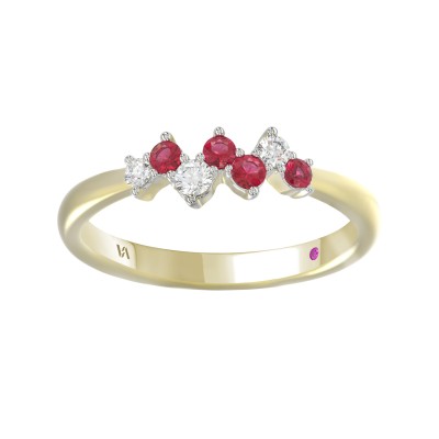 10K YELLOW GOLD 1/4CT ROUND DIAMOND LADIES RING (ROUND RUBY DIAMOND 1/8CT)