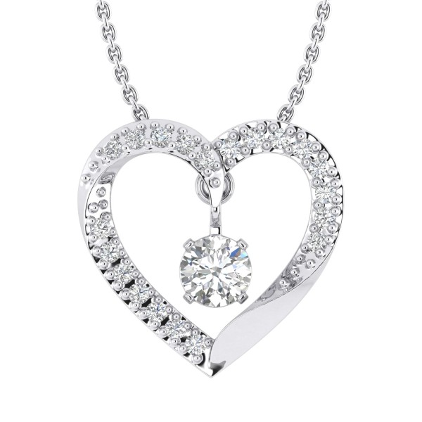 10K WHITE GOLD 1/4CT ROUND DIAMOND LADIES PENDANT ...