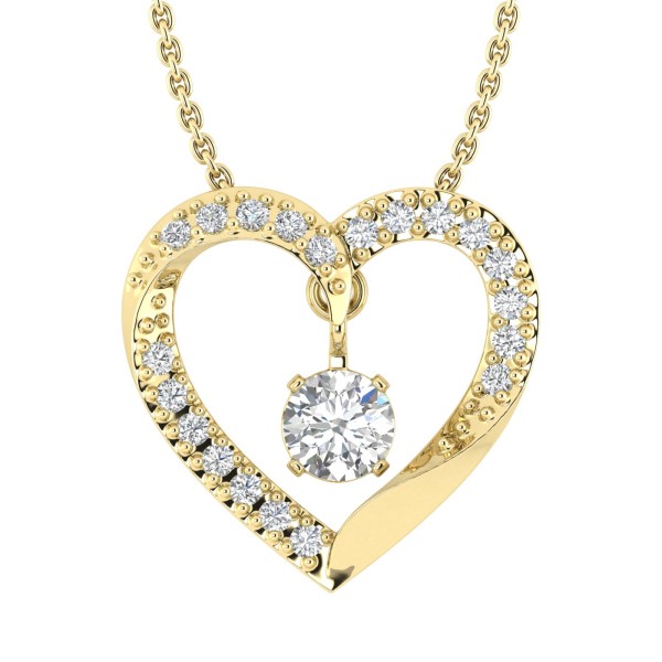 10K YELLOW GOLD 1/4CT ROUND DIAMOND LADIES PENDANT...
