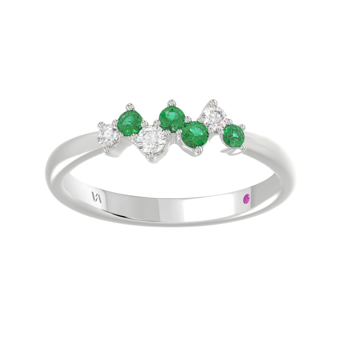 10K WHITE GOLD 1/4CT ROUND DIAMOND LADIES RING (ROUND EMERALD DIAMOND 1/8CT) 10K WHITE GOLD 1/4CT ROUND DIAMOND LADIES RING (ROUND EMERALD DIAMOND 1/8CT)