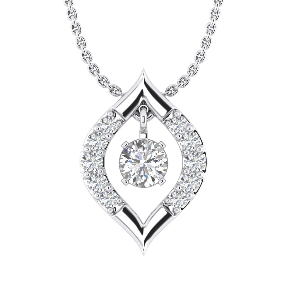 10K WHITE GOLD 1/4CT ROUND DIAMOND LADIES PENDANT WITH CHAIN 