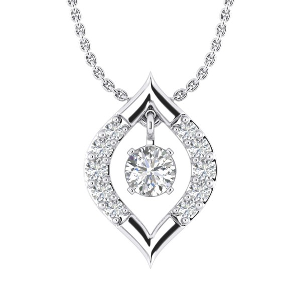 10K WHITE GOLD 1/4CT ROUND DIAMOND LADIES PENDANT ...