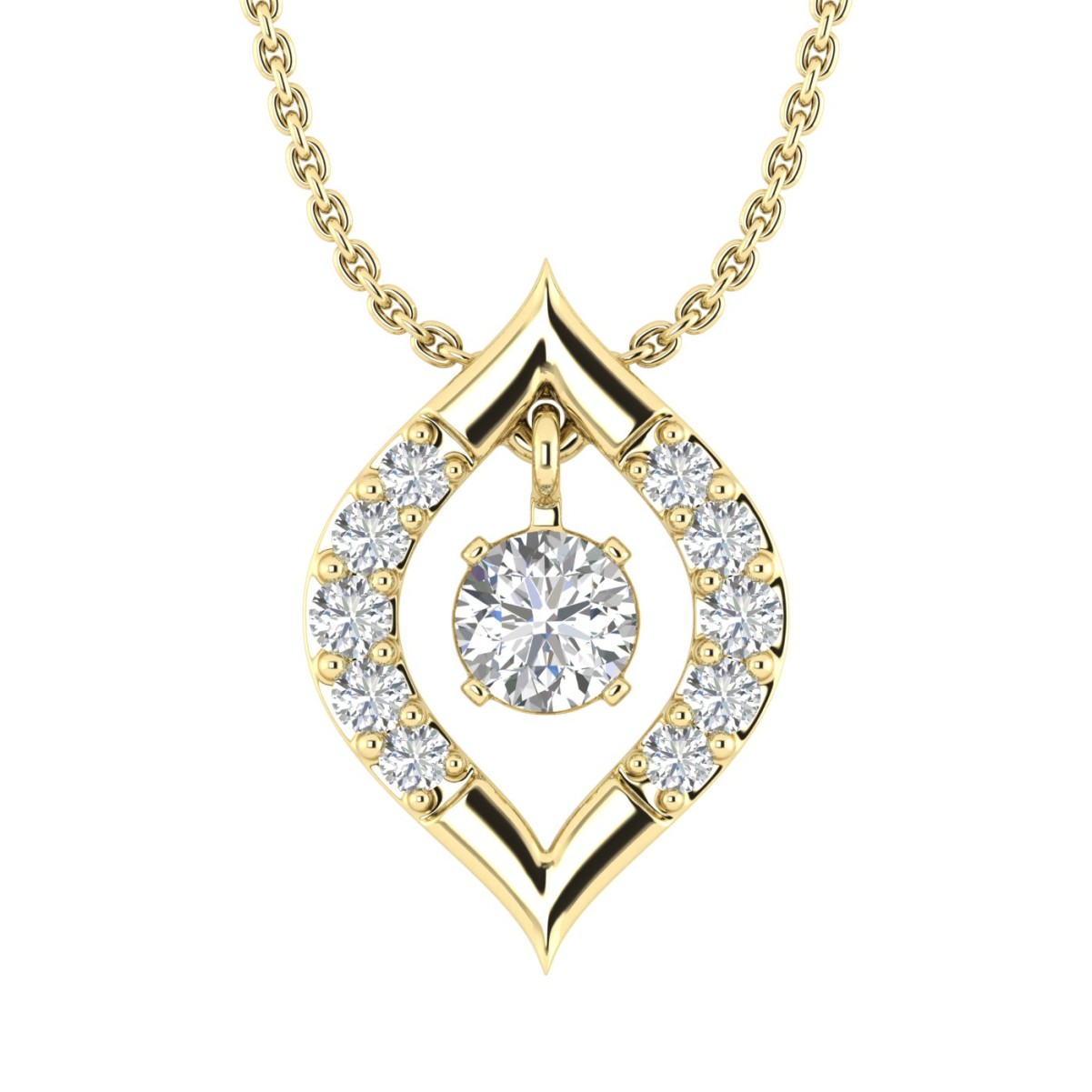 10K YELLOW GOLD 1/4CT ROUND DIAMOND LADIES PENDANT WITH CHAIN 