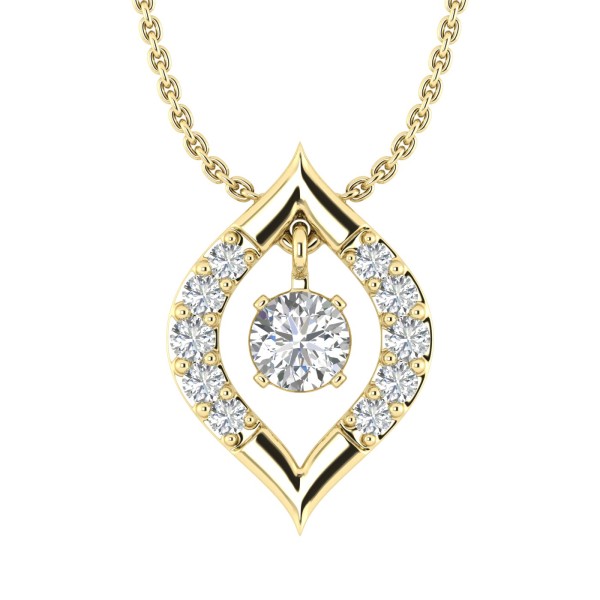 10K YELLOW GOLD 1/4CT ROUND DIAMOND LADIES PENDANT...