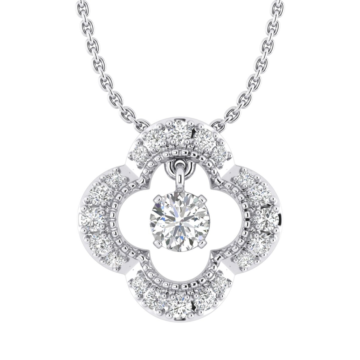 10K WHITE GOLD 1/4CT ROUND DIAMOND LADIES PENDANT WITH CHAIN 