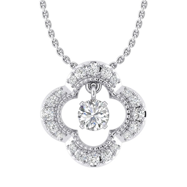 10K WHITE GOLD 1/4CT ROUND DIAMOND LADIES PENDANT ...