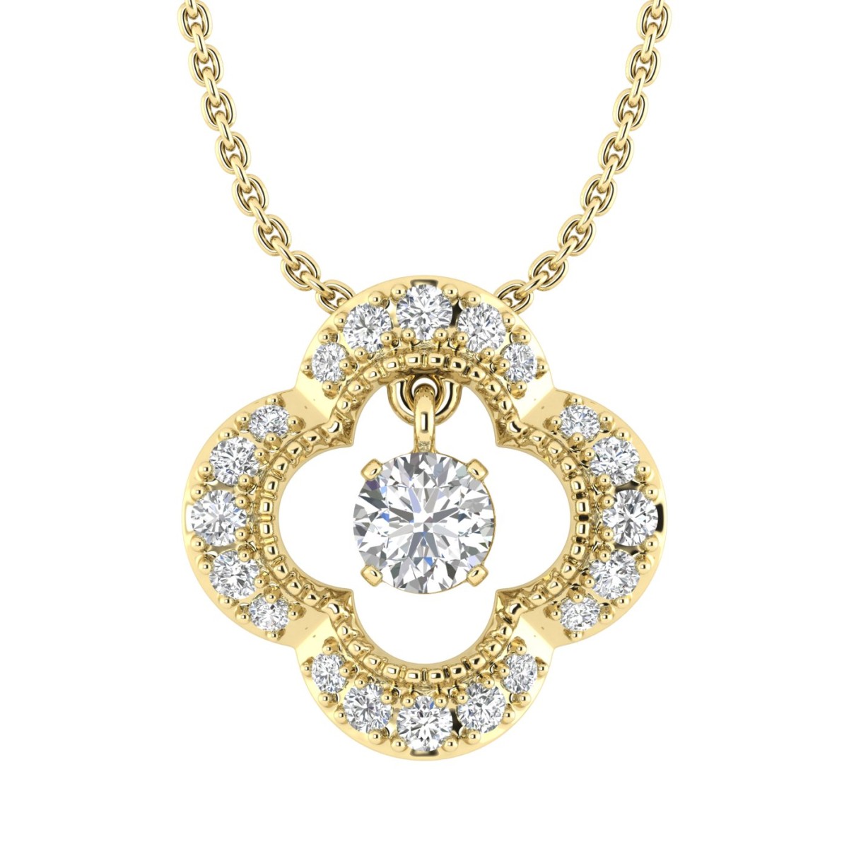 10K YELLOW GOLD 1/4CT ROUND DIAMOND LADIES PENDANT WITH CHAIN 