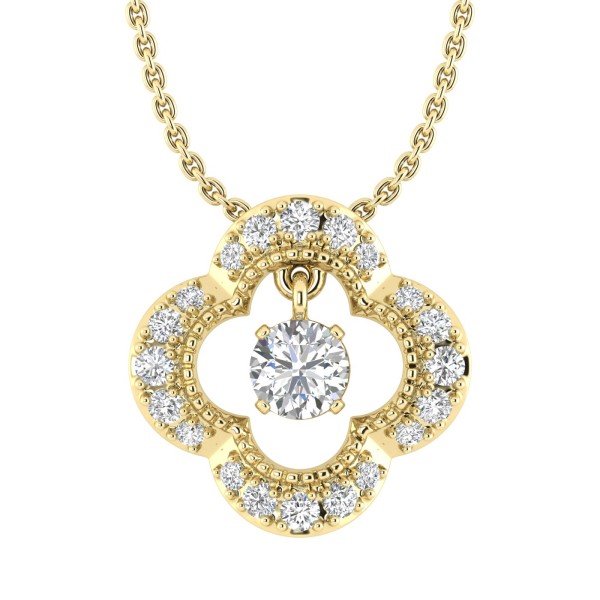 10K YELLOW GOLD 1/4CT ROUND DIAMOND LADIES PENDANT...