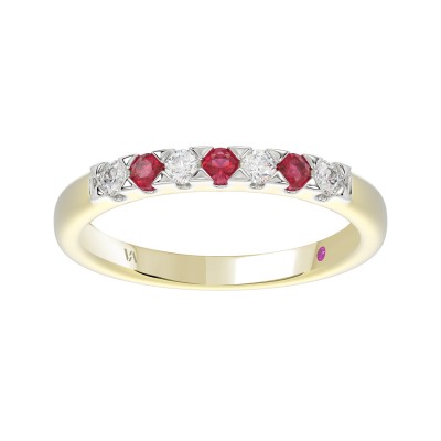 10K YELLOW GOLD 1/3CT ROUND DIAMOND LADIES RING (ROUND RUBY DIAMOND 1/6CT)