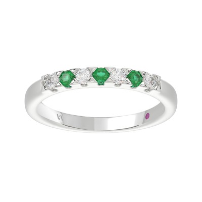 10K WHITE GOLD 1/3CT ROUND DIAMOND LADIES RING (ROUND EMERALD DIAMOND 1/6CT)