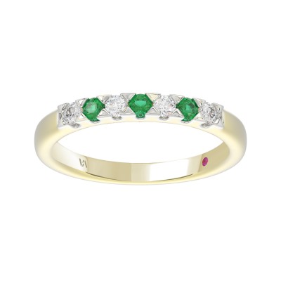 10K YELLOW GOLD 1/3CT ROUND DIAMOND LADIES RING (ROUND EMERALD DIAMOND 1/6CT)