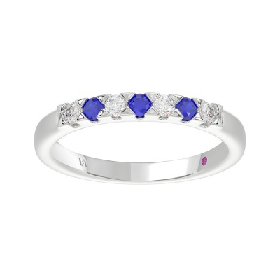 10K WHITE GOLD 1/3CT ROUND DIAMOND LADIES RING (ROUND BLUE SAPPHIRE DIAMOND 0.15CT)