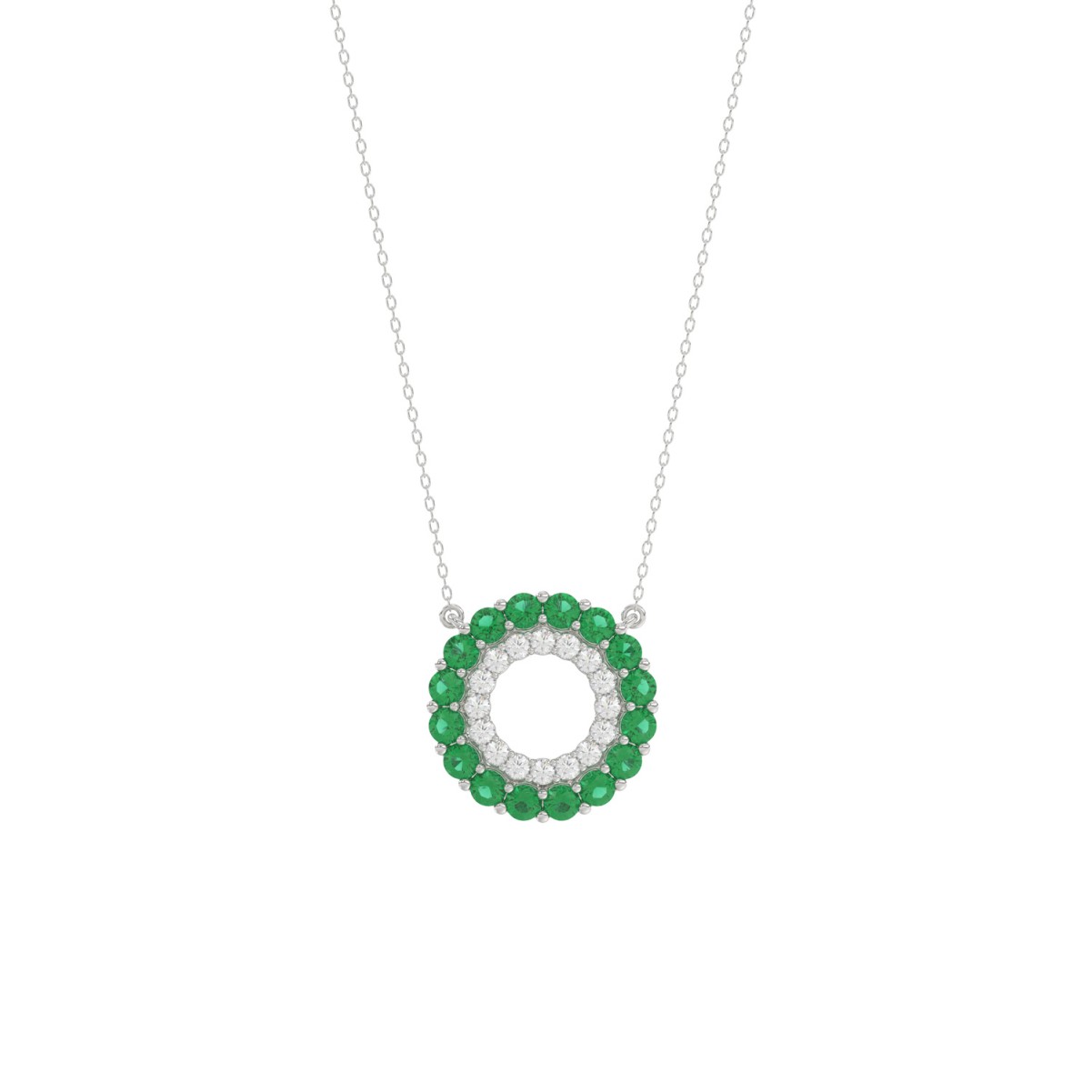 10K WHITE GOLD 1/2CT ROUND DIAMOND LADIES PENDANT WITH CHAIN (ROUND EMERALD DIAMOND 1/3CT) 10K WHITE GOLD 1/2CT ROUND DIAMOND LADIES PENDANT WITH CHAIN (ROUND EMERALD DIAMOND 1/3CT)