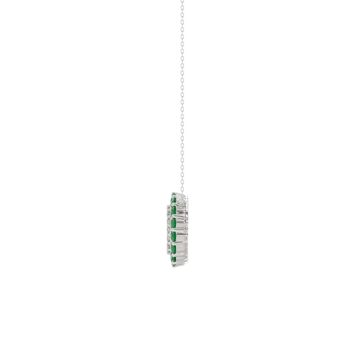 10K WHITE GOLD 1/2CT ROUND DIAMOND LADIES PENDANT WITH CHAIN (ROUND EMERALD DIAMOND 1/3CT) 10K WHITE GOLD 1/2CT ROUND DIAMOND LADIES PENDANT WITH CHAIN (ROUND EMERALD DIAMOND 1/3CT)