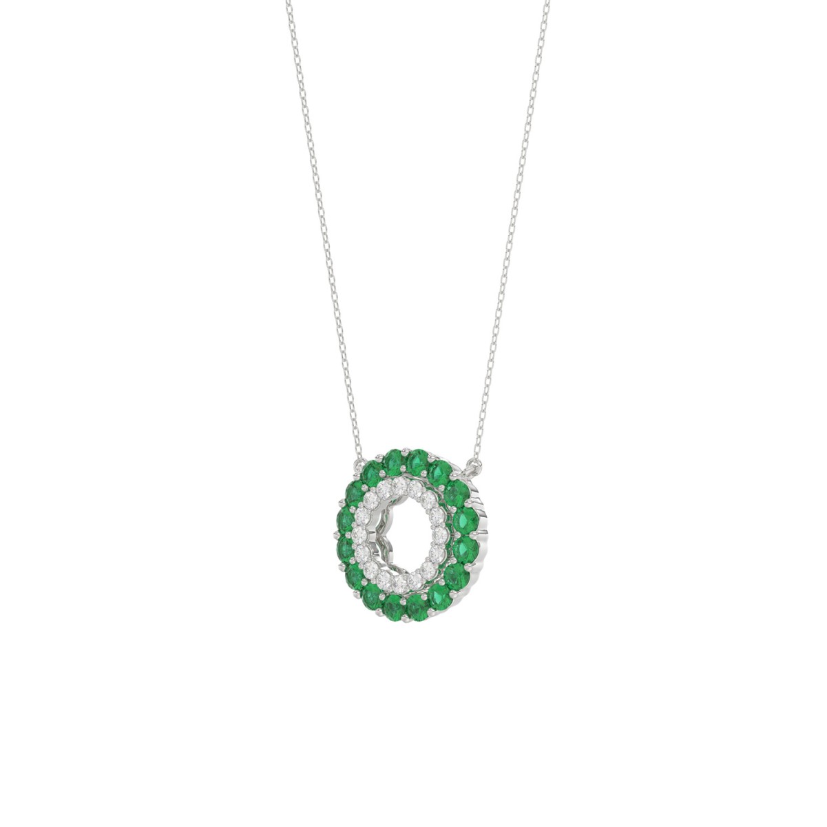 10K WHITE GOLD 1/2CT ROUND DIAMOND LADIES PENDANT WITH CHAIN (ROUND EMERALD DIAMOND 1/3CT) 10K WHITE GOLD 1/2CT ROUND DIAMOND LADIES PENDANT WITH CHAIN (ROUND EMERALD DIAMOND 1/3CT)