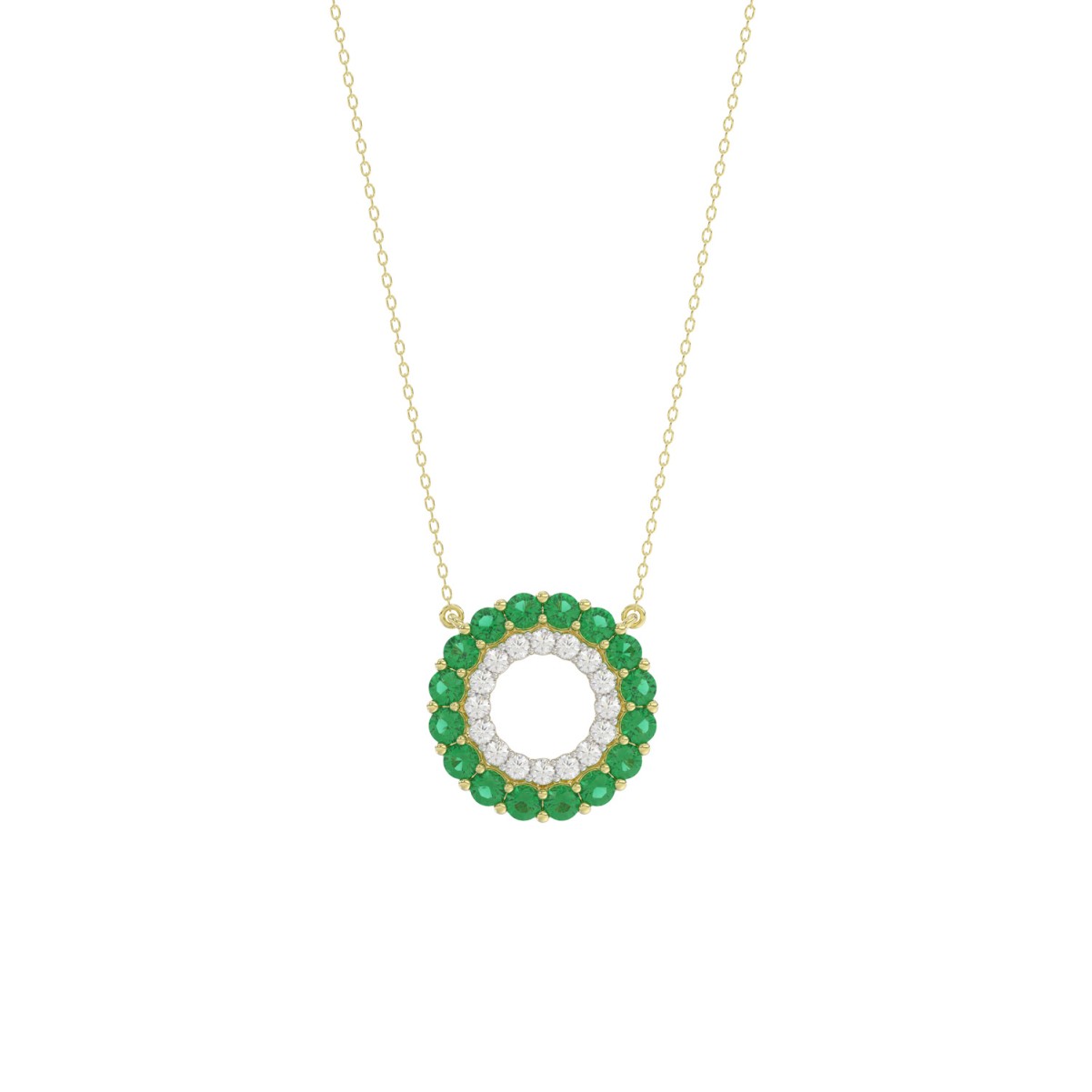 10K YELLOW GOLD 1/2CT ROUND DIAMOND LADIES PENDANT WITH CHAIN (ROUND EMERALD DIAMOND 1/3CT) 10K YELLOW GOLD 1/2CT ROUND DIAMOND LADIES PENDANT WITH CHAIN (ROUND EMERALD DIAMOND 1/3CT)