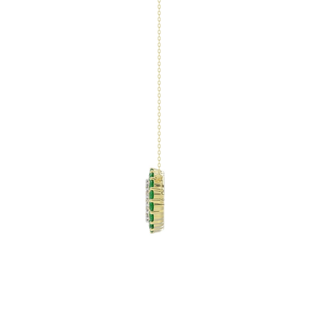10K YELLOW GOLD 1/2CT ROUND DIAMOND LADIES PENDANT WITH CHAIN (ROUND EMERALD DIAMOND 1/3CT) 10K YELLOW GOLD 1/2CT ROUND DIAMOND LADIES PENDANT WITH CHAIN (ROUND EMERALD DIAMOND 1/3CT)