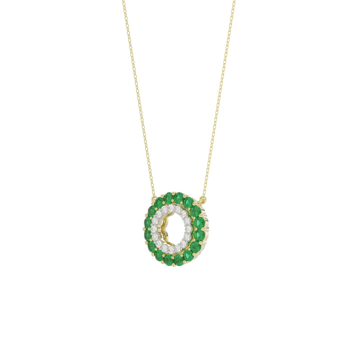 10K YELLOW GOLD 1/2CT ROUND DIAMOND LADIES PENDANT WITH CHAIN (ROUND EMERALD DIAMOND 1/3CT) 10K YELLOW GOLD 1/2CT ROUND DIAMOND LADIES PENDANT WITH CHAIN (ROUND EMERALD DIAMOND 1/3CT)