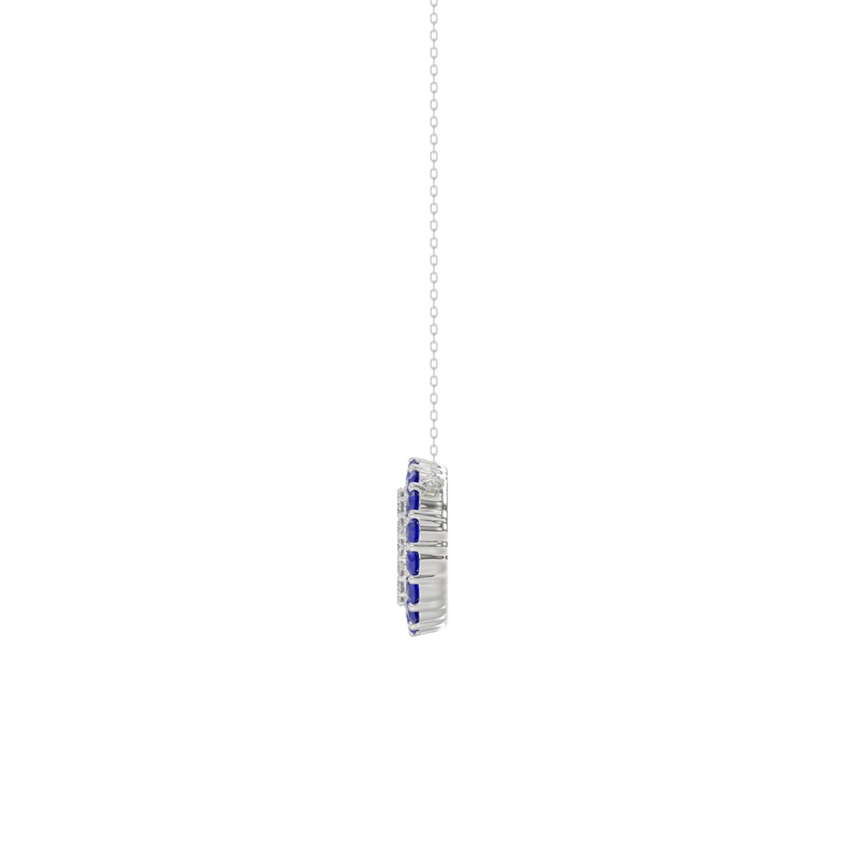 10K WHITE GOLD 1/2CT ROUND DIAMOND LADIES PENDANT WITH CHAIN (ROUND BLUE SAPPHIRE DIAMOND 1/3CT) 10K WHITE GOLD 1/2CT ROUND DIAMOND LADIES PENDANT WITH CHAIN (ROUND BLUE SAPPHIRE DIAMOND 1/3CT)