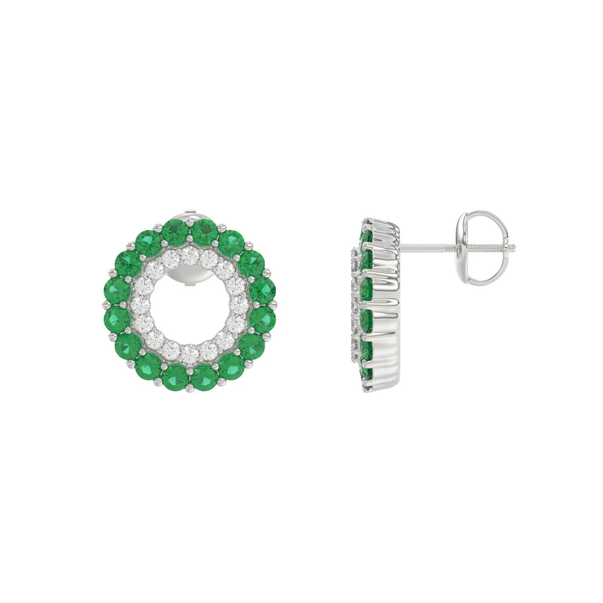 10K WHITE GOLD 1/2CT ROUND DIAMOND LADIES EARRINGS (ROUND EMERALD DIAMOND 1/3CT) 10K WHITE GOLD 1/2CT ROUND DIAMOND LADIES EARRINGS (ROUND EMERALD DIAMOND 1/3CT)