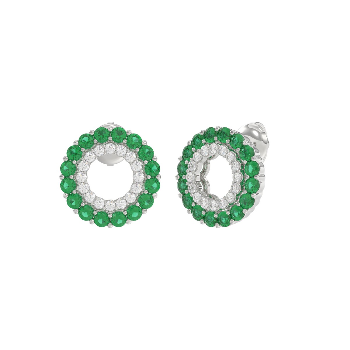 10K WHITE GOLD 1/2CT ROUND DIAMOND LADIES EARRINGS (ROUND EMERALD DIAMOND 1/3CT) 10K WHITE GOLD 1/2CT ROUND DIAMOND LADIES EARRINGS (ROUND EMERALD DIAMOND 1/3CT)