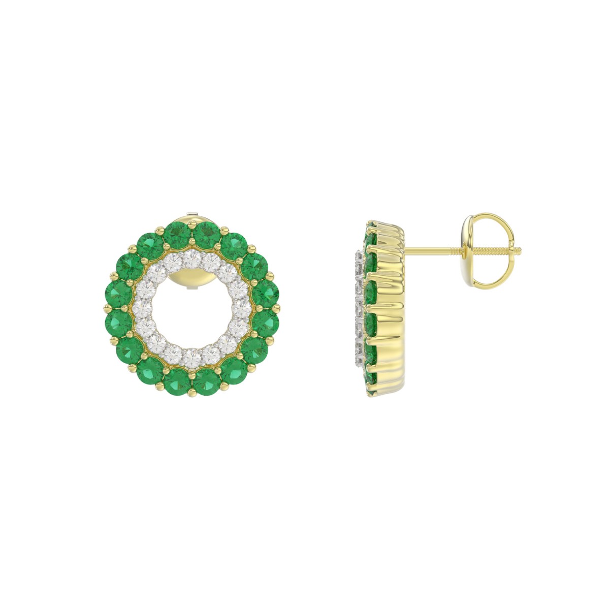 10K YELLOW GOLD 1/2CT ROUND DIAMOND LADIES EARRINGS (ROUND EMERALD DIAMOND 1/3CT) 10K YELLOW GOLD 1/2CT ROUND DIAMOND LADIES EARRINGS (ROUND EMERALD DIAMOND 1/3CT)