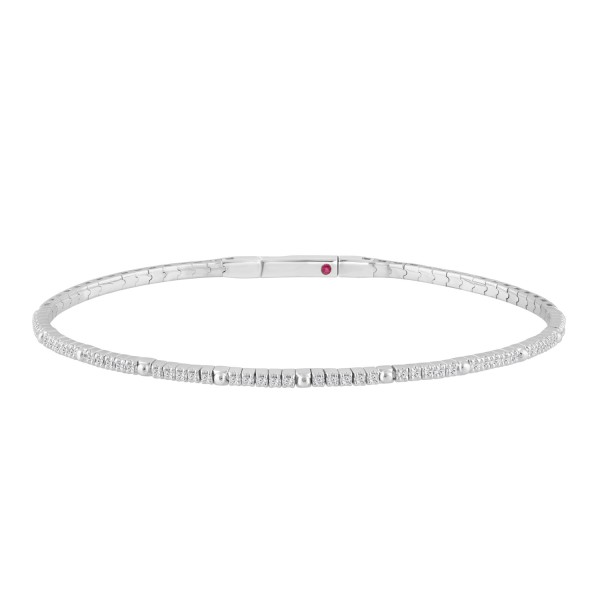 14K WHITE GOLD 1/6CT ROUND DIAMOND LADIES BANGLE...