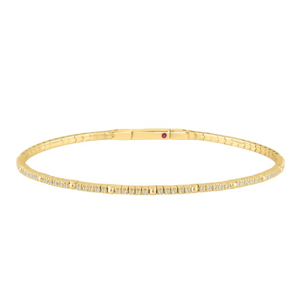14K YELLOW GOLD 1/6CT ROUND DIAMOND LADIES BANGLE...