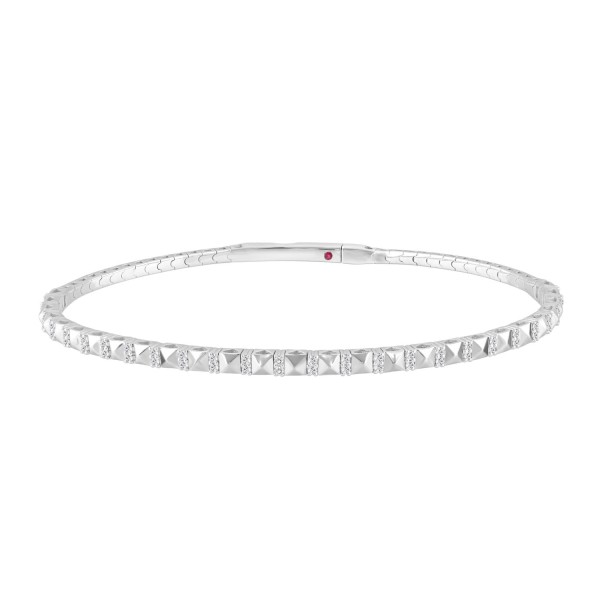 14K WHITE GOLD 1/5CT ROUND DIAMOND LADIES BANGLE ...