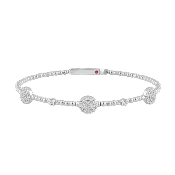 14K WHITE GOLD 5/8CT ROUND DIAMOND LADIES BANGLE ...
