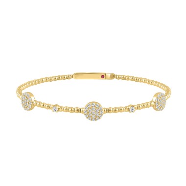 14K YELLOW GOLD 5/8CT ROUND DIAMOND LADIES BANGLE 