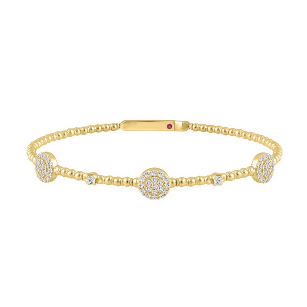 14K YELLOW GOLD 5/8CT ROUND DIAMOND LADIES BANGLE ...