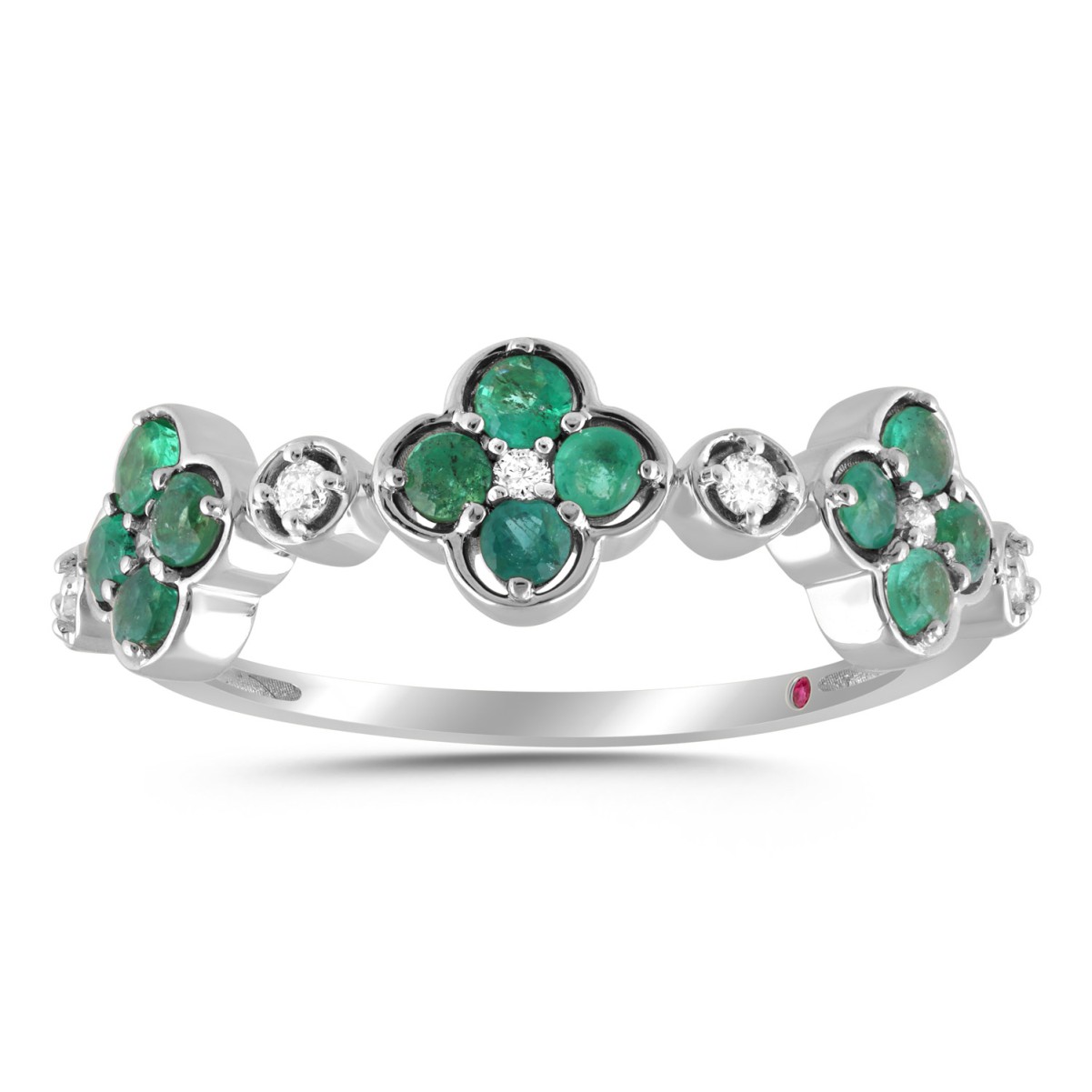 10K WHITE GOLD 5/8CT ROUND/ROUND EMERALD DIAMOND LADIES RING 10K WHITE GOLD 5/8CT ROUND/ROUND EMERALD DIAMOND LADIES RING