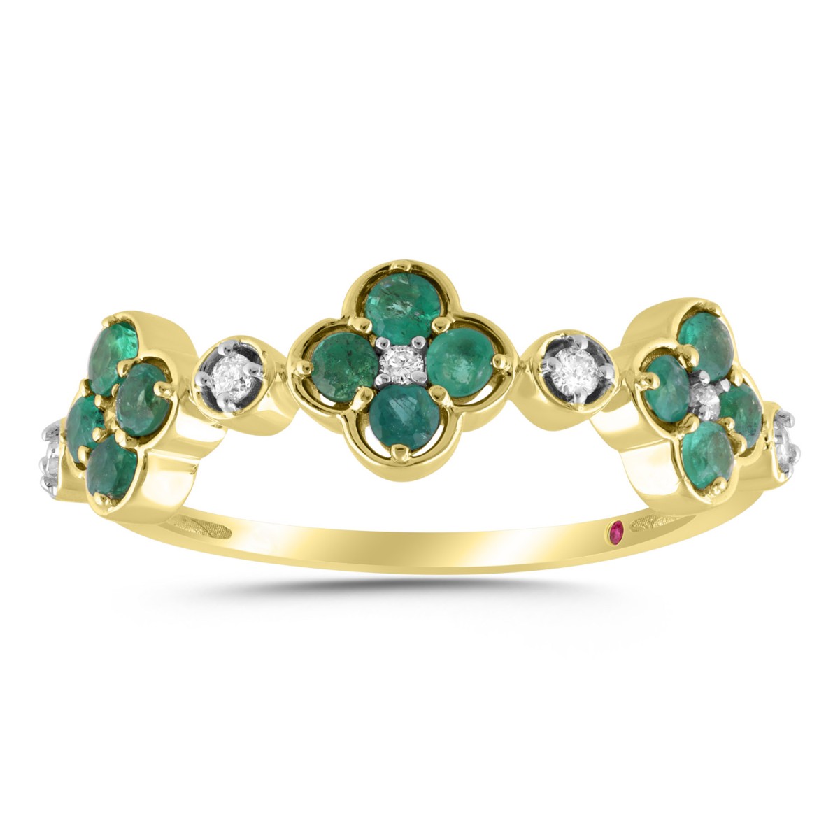 10K YELLOW GOLD 5/8CT ROUND/ROUND EMERALD DIAMOND LADIES RING 10K YELLOW GOLD 5/8CT ROUND/ROUND EMERALD DIAMOND LADIES RING