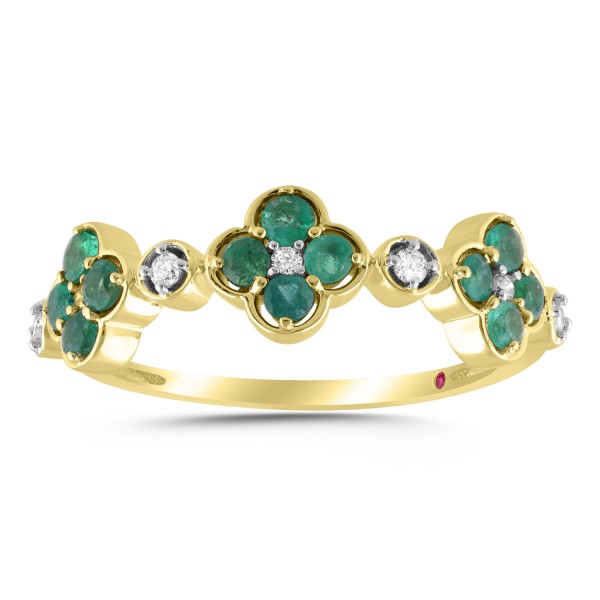 10K YELLOW GOLD 5/8CT ROUND/ROUND EMERALD DIAMOND ...