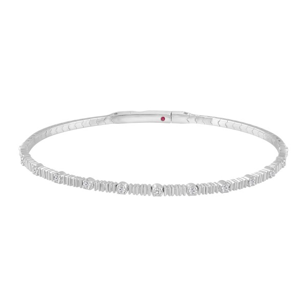 14K WHITE GOLD 1/5CT ROUND DIAMOND LADIES BANGLE ...