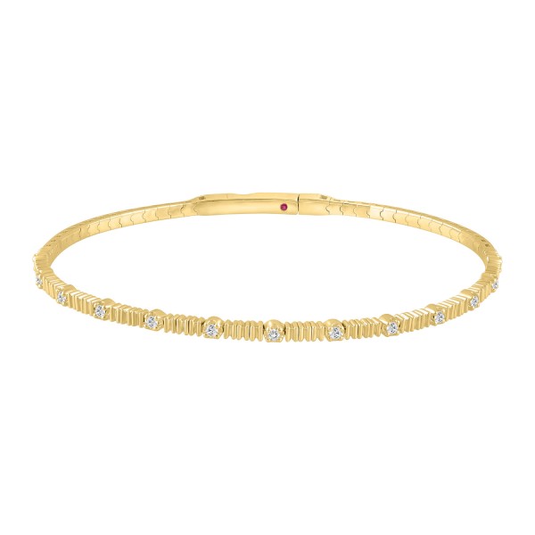 14K YELLOW GOLD 1/5CT ROUND DIAMOND LADIES BANGLE ...