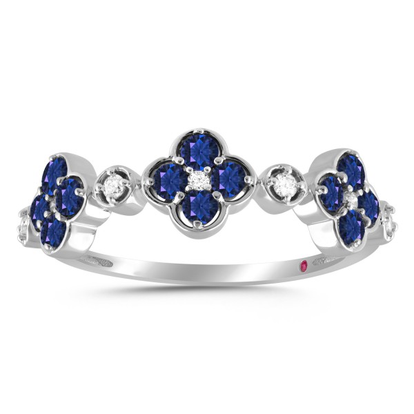 10K WHITE GOLD 5/8CT ROUND/BLUE SAPPHIRE ROUND DIA...