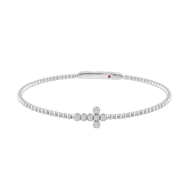 14K WHITE GOLD 1/6CT ROUND DIAMOND LADIES BANGLE ...