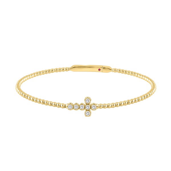 14K YELLOW GOLD 1/6CT ROUND DIAMOND LADIES BANGLE ...