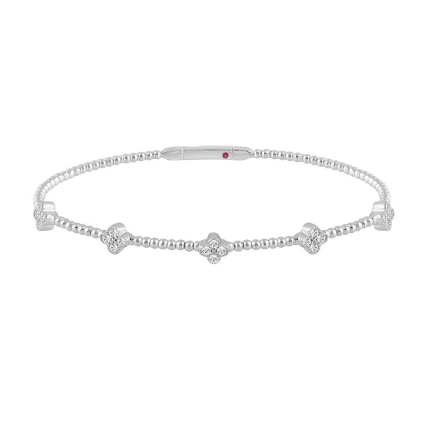 14K WHITE GOLD 3/8CT ROUND DIAMOND LADIES BANGLE ...