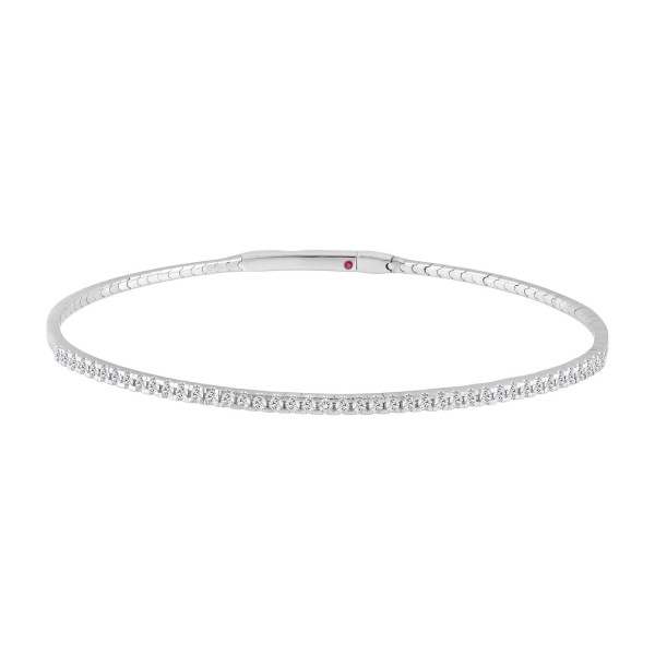 14K WHITE GOLD 5/8CT ROUND DIAMOND LADIES BANGLE ...