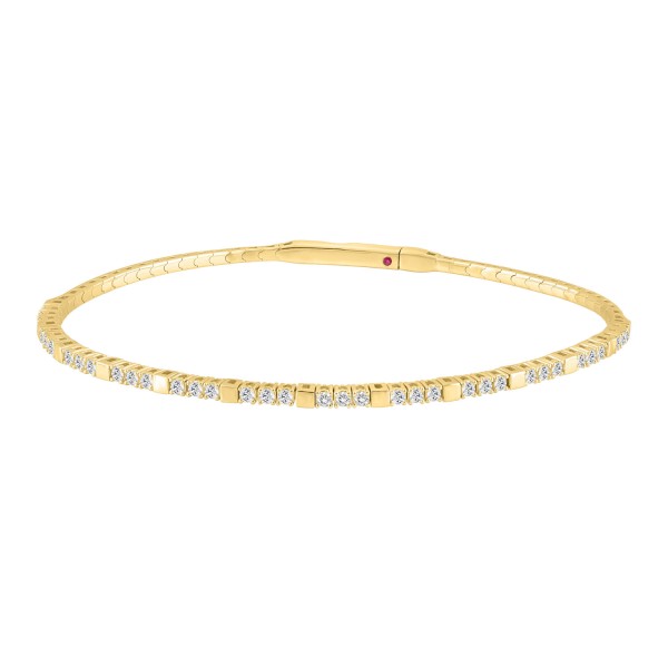 14K YELLOW GOLD 5/8CT ROUND DIAMOND LADIES BANGLE ...
