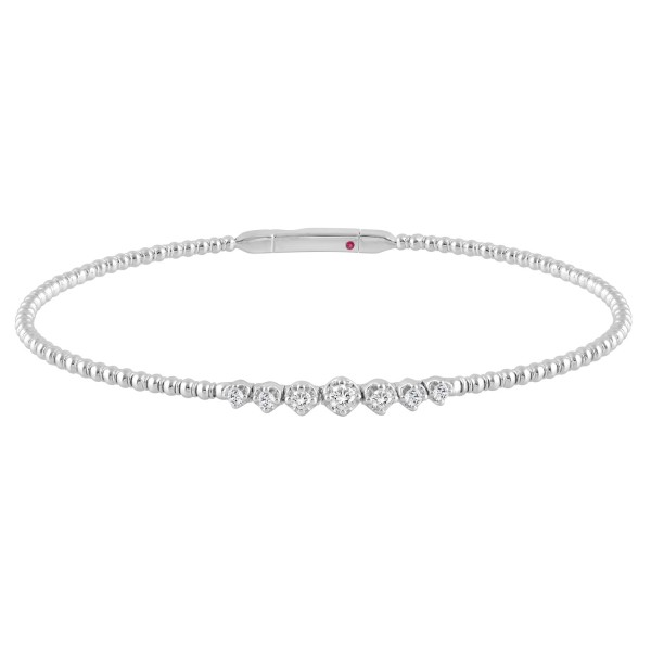 14K WHITE GOLD 1/4CT ROUND DIAMOND LADIES BANGLE ...