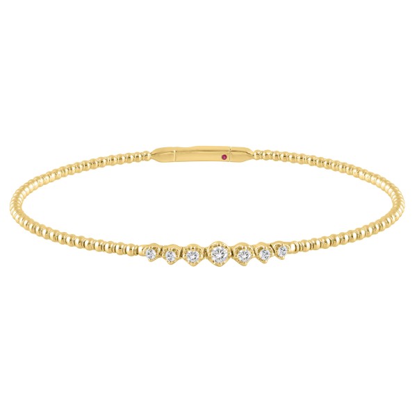 14K YELLOW GOLD 1/4CT ROUND DIAMOND LADIES BANGLE ...
